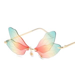 Wholesale Rimless Glasses Sunglasses 2021 Women Butterfly Sunglasses